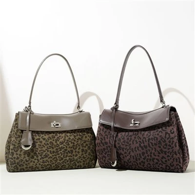 Geantă de umăr Leopard Suede Messenger